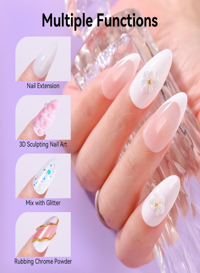 Makartt 3d Gel Nail Art: 4-in-1 3d Nail Gel Sculpting Gels White Non-sticky for Extension, 15ML Solid Builder Nail Gel UV Glue for Acrylic Tips, Rhinestones & Sculpture Gels for Nails Art Salon Home - Image 3